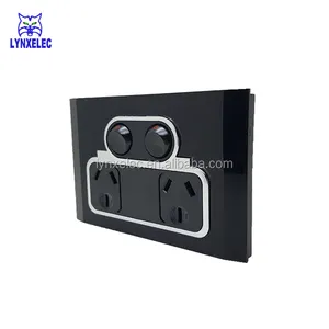 Lynxelec Sản Xuất Tấm Kính Đen Được Chứng Nhận SAA Ổ Cắm Điện Đôi GPO Chuyển Đổi 10A