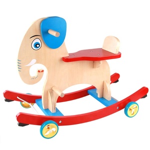 Cavallo a Dondolo in Legno con Design a Elefante, Giocattolo Cavalcabile per Bambini con Ruote - Product Image 2