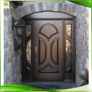 Porte d'<span class=keywords><strong>entrée</strong></span> en bois massif de style moderne, double, en acajou, à prix compétitif, pré-montée - Product Image 6