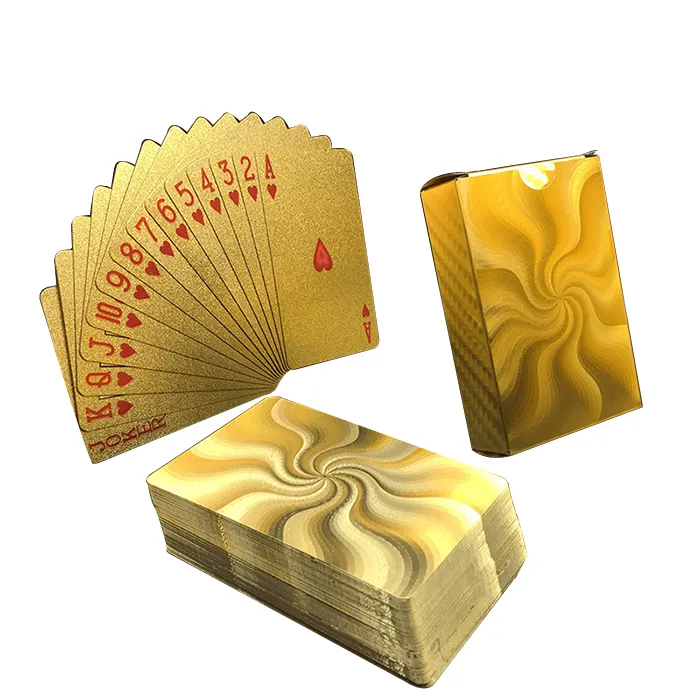 GS-18027 Personalizzato Stagnola di Oro Gioco di Carte Da Gioco PET Poker Carte Da Gioco Per Il Regalo