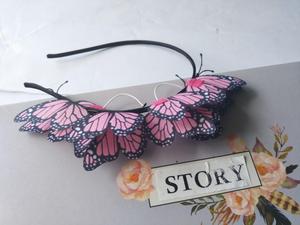 Diadema <span class=keywords><strong>de</strong></span> Mariposa Rosa Monarca del Bosque para Niñas y Adultas, Estilo Pin Up <span class=keywords><strong>de</strong></span> <span class=keywords><strong>Cuento</strong></span> <span class=keywords><strong>de</strong></span> Hadas - Product Image 2