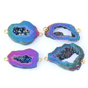 מוצר חדש חופש סדיר צורת תליון אגת geode druzy קוורץ שרשרת קסם תכשיטי עבור נשים