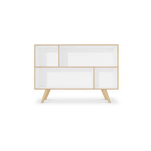 Factory Wholesale <strong>High</strong> <strong>Gloss</strong> Painted Luxury <strong>White</strong> 4 Cubes MDF Wooden <strong>Sideboard</strong> - Product Image 1