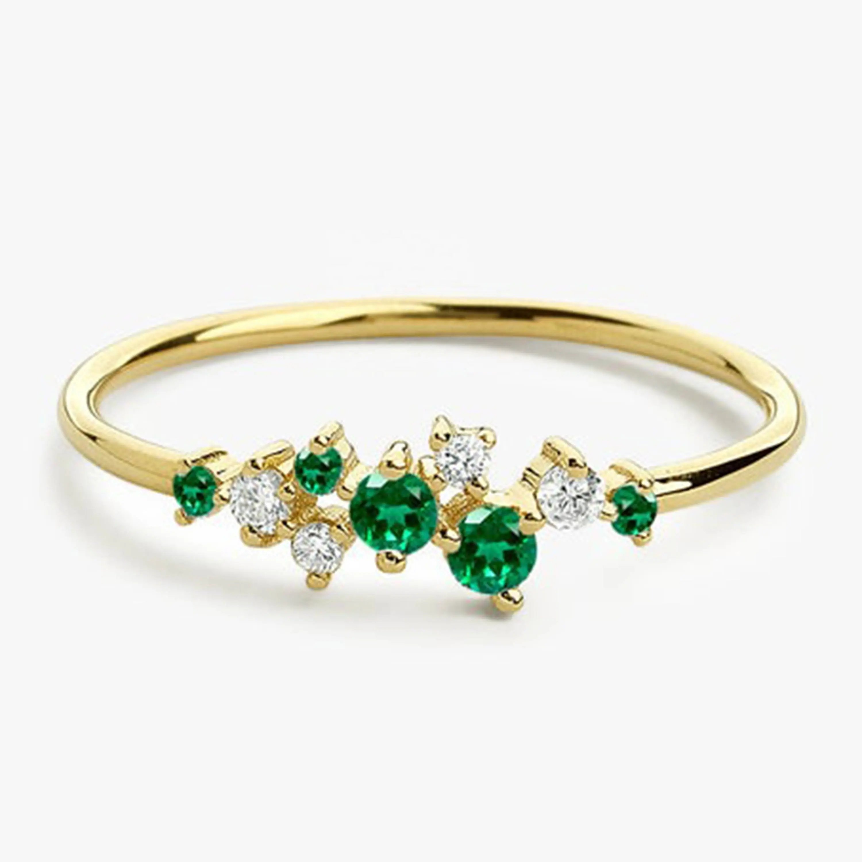 925 Sterling Silver 14k yellow gold plated Emerald Jewelry, Emerald Ring