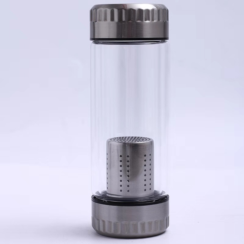 320ml Customized Drinking double wall borosilicate glass water bottle heat resistant glass bottle