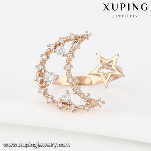 13800 Xuping 18k color oro anillo estelar en forma de luna y estrella con joyas blancas para mujer - Product Image 4