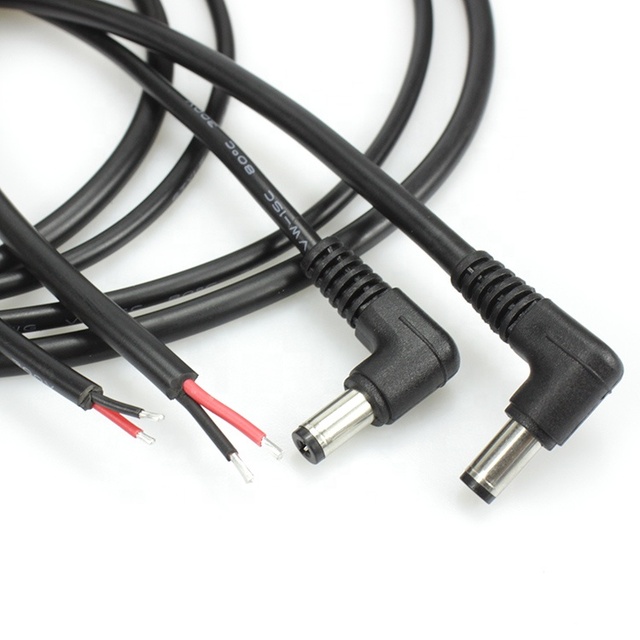 Customize DC5.5x2.1mm Male to Open Wire Power Cable   Right Angle DC Power CORD