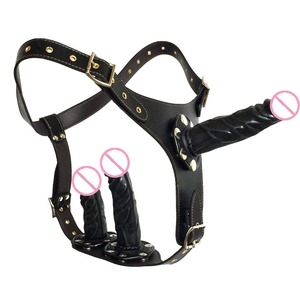 Dildo Indossabile, Tre Dildo Strapon, Pene Artificiale Nero per Sesso Anale, Giocattoli Sessuali per Donne e Lesbiche, Prodotti per Masturbazione - Product Image 4