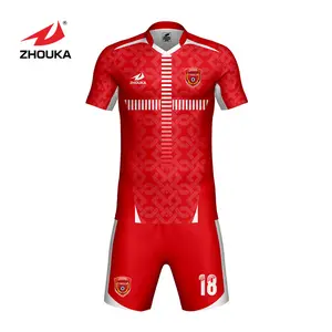 Zhouka पुरुषों की खाली फुटबॉल जर्सी कस्टम मेड फुटबॉल शर्ट निर्माता फुटबॉल जर्सी लोगो के साथ कस्टम फुटबॉल वर्दी