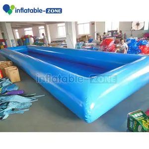 Alta calidad color azul largo estrecho inflable piscina de agua para los niños
