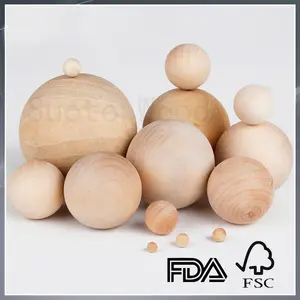 अधूरा DIY लकड़ी गेंद विभिन्न आकार लकड़ी गेंदों