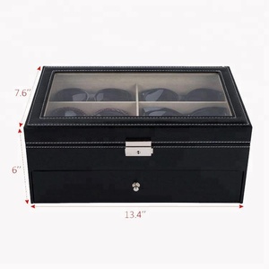 Cofanetto Portatile in Pelle per 12 <span class=keywords><strong>Occhiali</strong></span> con Cassetto e Serratura, Organizzatore e Espositore - Product Image 3