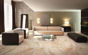 Azulejos de Porcelana Pulida con Aspecto de Mármol Beige Delgado para Pisos y Paredes - Product Image 6