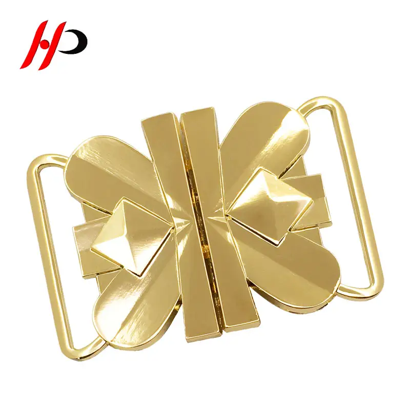 Fujian factory direct needle free sale alloy two-joint gold metal ladies clasp belt buckle