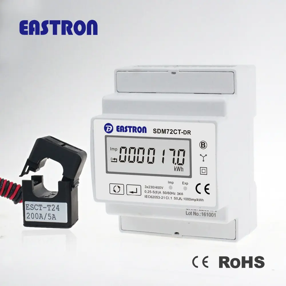 SDM72CT-DR triphasé rail din kWh mètre, CT actionné compteur électrique numérique mesure l'énergie et la puissance