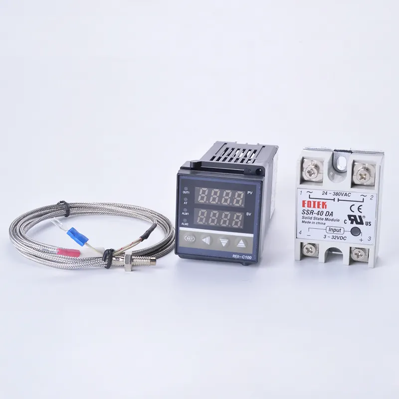 Digitaler PID-Temperatur regler REX-C100 REX C100-Thermostat + 40DA SSR-Relais + K Thermo element 1m Sonde RKC