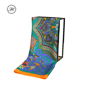 Bufanda de pavo con impresión de pantalla de sarga de seda 100% personalizada - Product Image 1
