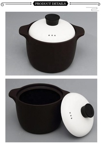 2.6L restaurante <span class=keywords><strong>cocina</strong></span> utensilios de <span class=keywords><strong>cocina</strong></span> negro esmalte olla con tapa blanca - Product Image 3