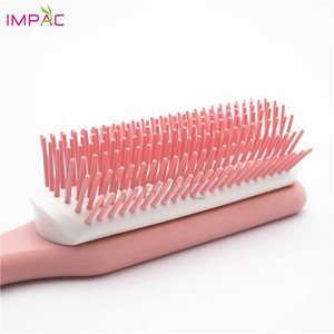 Brosse <span class=keywords><strong>Denman</strong></span> unique en cheveux humains, toucher doux, droite, rose, plastique, 9 rangées - Product Image 4