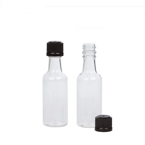 1,7 унций, мини-бутылки для ликера, 50 мл, мини пустые пластиковые бутылки для спирта с черными крышками для вскрытия