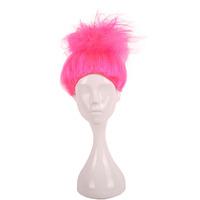 Perruque de Style Trolls coloré postiche moelleux pour la fête Cosplay Costume d'halloween perruque synthétique de plusieurs couleurs vives