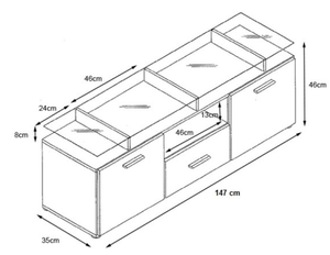 Mini estante de vidrio en la parte superior con 2 puerta 2 <span class=keywords><strong>TV</strong></span> cajón de <span class=keywords><strong>pie</strong></span> - Product Image 3