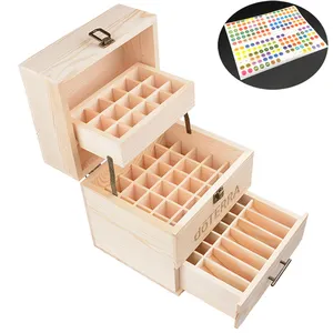 Wooden Storage Case Holds 10ml/15ml 59 Bottles Natural Pine Wood Essential Oil Box