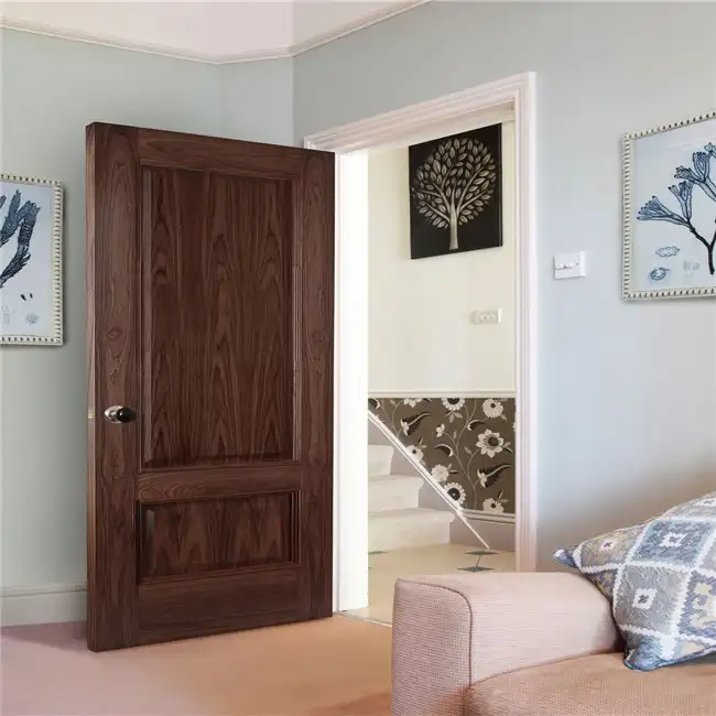 2019 diseño europeo interior tallado flores HDF de panel de madera puerta de la habitación villa