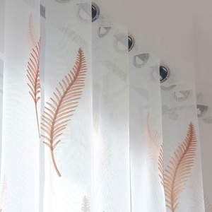 Rideau transparent <span class=keywords><strong>blanc</strong></span> brodé de feuilles, nouveau Style japonais, vente en gros, rideaux, panneaux pour salon, chambre à coucher, maison - Product Image 4