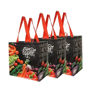 Promotional Custom Logo Printed Reusable Carry Large Laminated Pp Non Woven Grocery Shopping Tote Bags