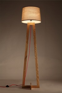 Gỗ Hiện Đại Sàn Thường Vụ Đèn Vải Chụp Đèn Dây Gỗ <span class=keywords><strong>Tripod</strong></span> Cơ Sở Đèn Sàn - Product Image 3
