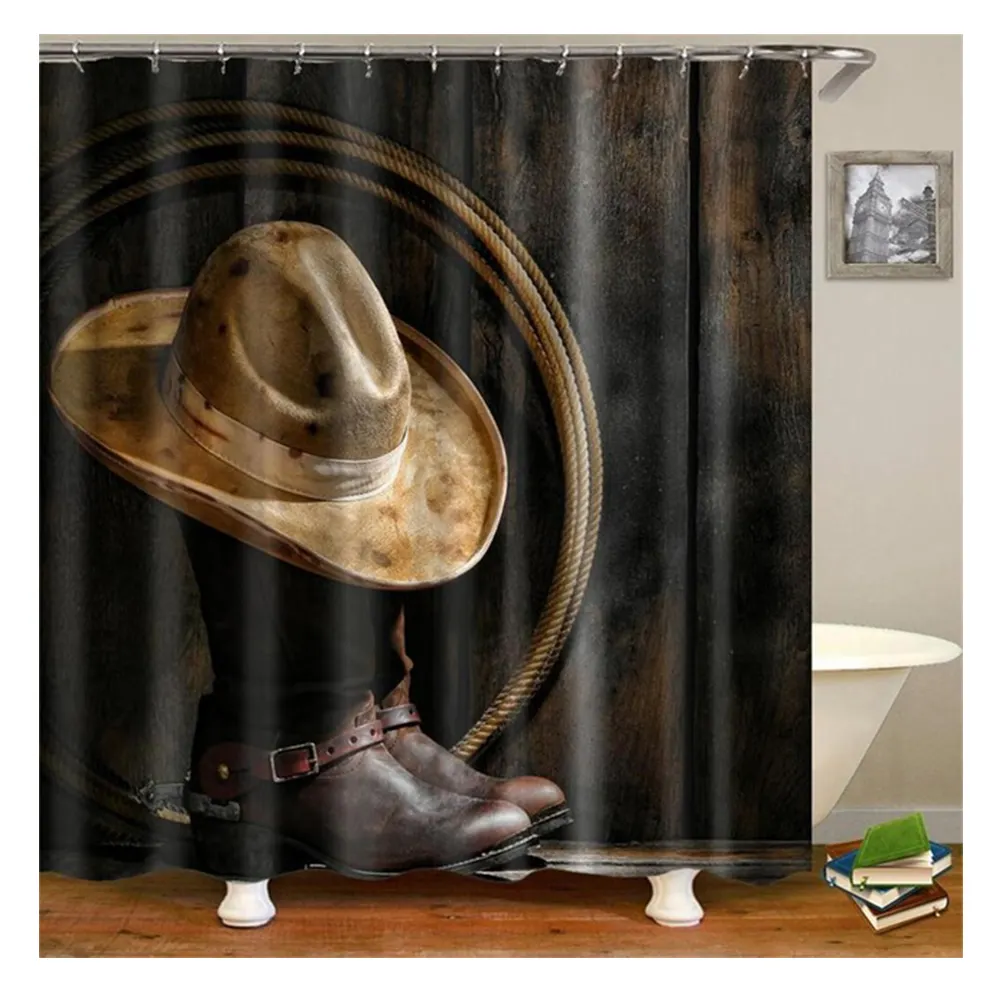 Retro West Cowboys tiefel Hut Pferde Dusch vorhänge für Badezimmer, europäische Wohn accessoires 3D Badezimmer Fenster vorhang/