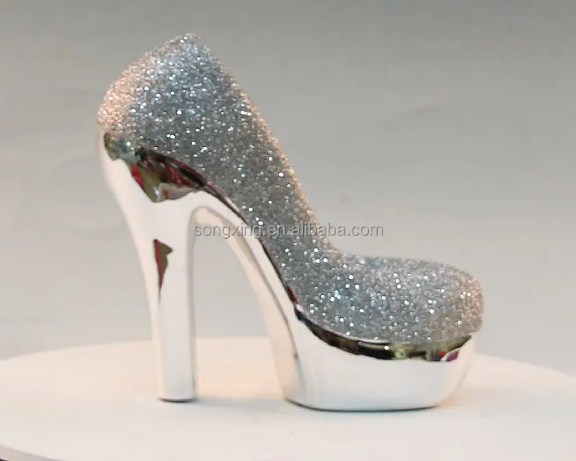 Custom ceramic cool silver high heels piggy bank