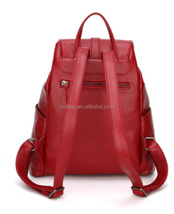 Donne luminoso <span class=keywords><strong>rosso</strong></span> morbido cuoio dell'unità di elaborazione <span class=keywords><strong>zaino</strong></span> alla moda <span class=keywords><strong>zaino</strong></span> in viaggio o sacchetto di scuola - Product Image 2
