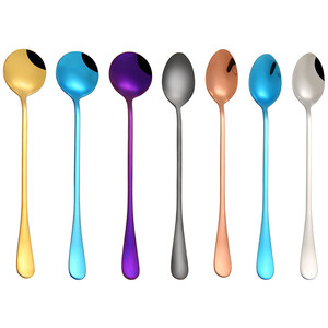 Muỗng Lắc Sữa Tráng Miệng Trà Cà Phê Bằng Thép Không Gỉ Cán Dài Muỗng Kem - Product Image 1