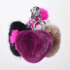 Fashion girls rabbit fur balls / heart fur keychain / rex rabbit fur keychain