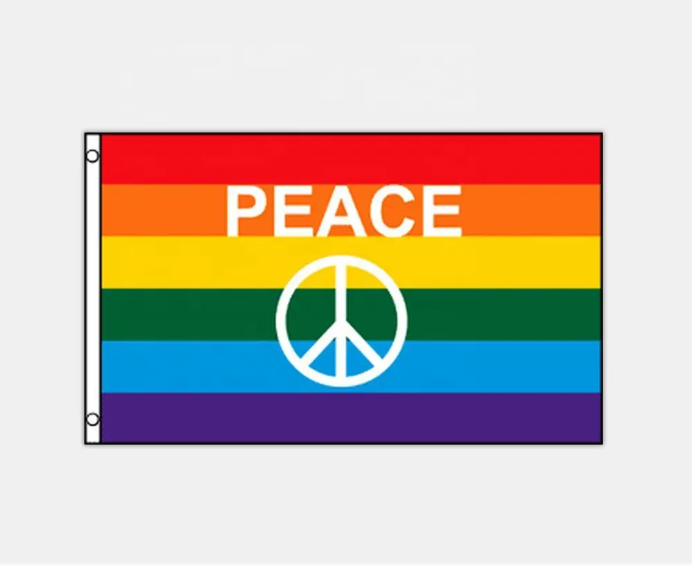 3x5 Peace Symbol Letters Rainbow Gay Pride Flag