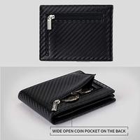 Portefeuille en cuir noir en fibre de carbone avec pince à billets et pochette à monnaie – Carteras y Bolsos de Mujer – Portefeuille minimaliste noir pour homme