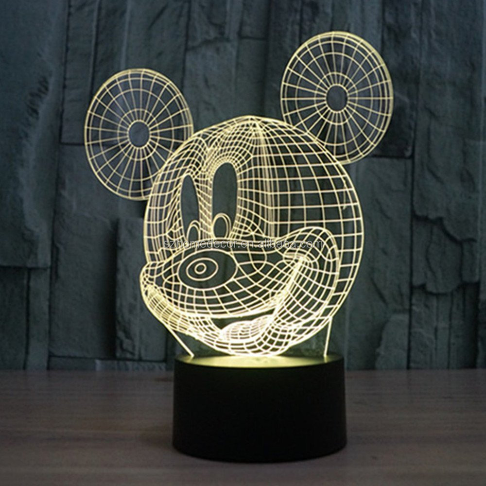 3D Mickey Mouse LED Night Light Touch Table Desk Lamp for Kids