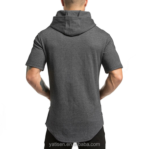 थोक कस्टम हूडी परेशान घुमावदार हेडी पुरुषों की छोटी आस्तीन हुडी - Product Image 2