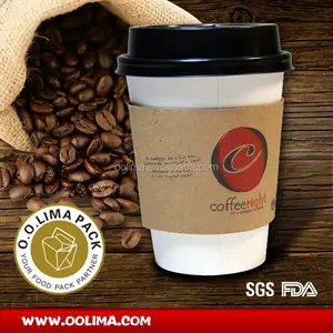 Printed Paper Cups Printed Kraft Cup Sleeves Paper Coffee Cup Sleeves Printing With Sleeve And Lid