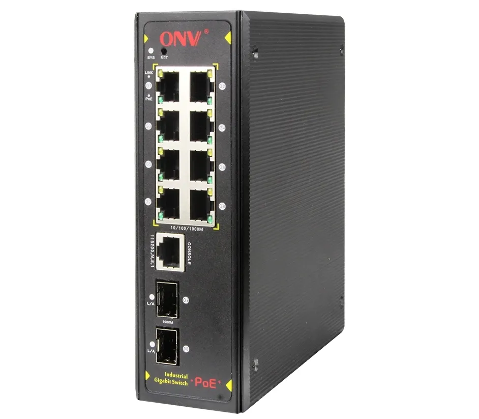 ONV-IPS33108PFM เว็บที่มีการจัดการ10/100/1000M 10 Port Industrial Poe Switch