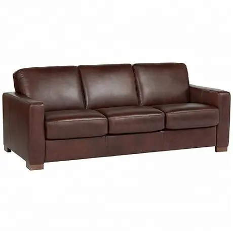 Modern Brown Leather Sofa Set Living Room Furniture, High Quality Real Leather Sofa