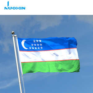 Tela de Seda Satén Azul, Blanca y Verde con la <span class=keywords><strong>Bandera</strong></span> Grande de <span class=keywords><strong>Uzbekistán</strong></span> - Product Image 2