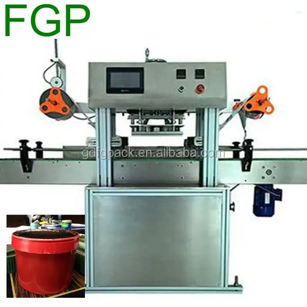 Automatische in lijn plastic pot warmte aluminiumfolie sealer machine/brede mond jar warmte sluitmachine in China