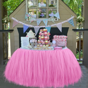 Falda de <span class=keywords><strong>Tul</strong></span> Morada para <span class=keywords><strong>Mesa</strong></span> Redonda, Ideal para Cumpleaños - Product Image 4
