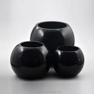 modern European style elegant simple style delicate hand blown black white round big glass vases