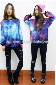Caliente 2015 OEM Chic mujeres de la galaxia del espacio estrellado de manga larga superior redondo T Shirt Jumper Top - Product Image 1