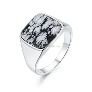 Custom Stainless Steel snowflake natural stone Jewelry Championship Ring unisex