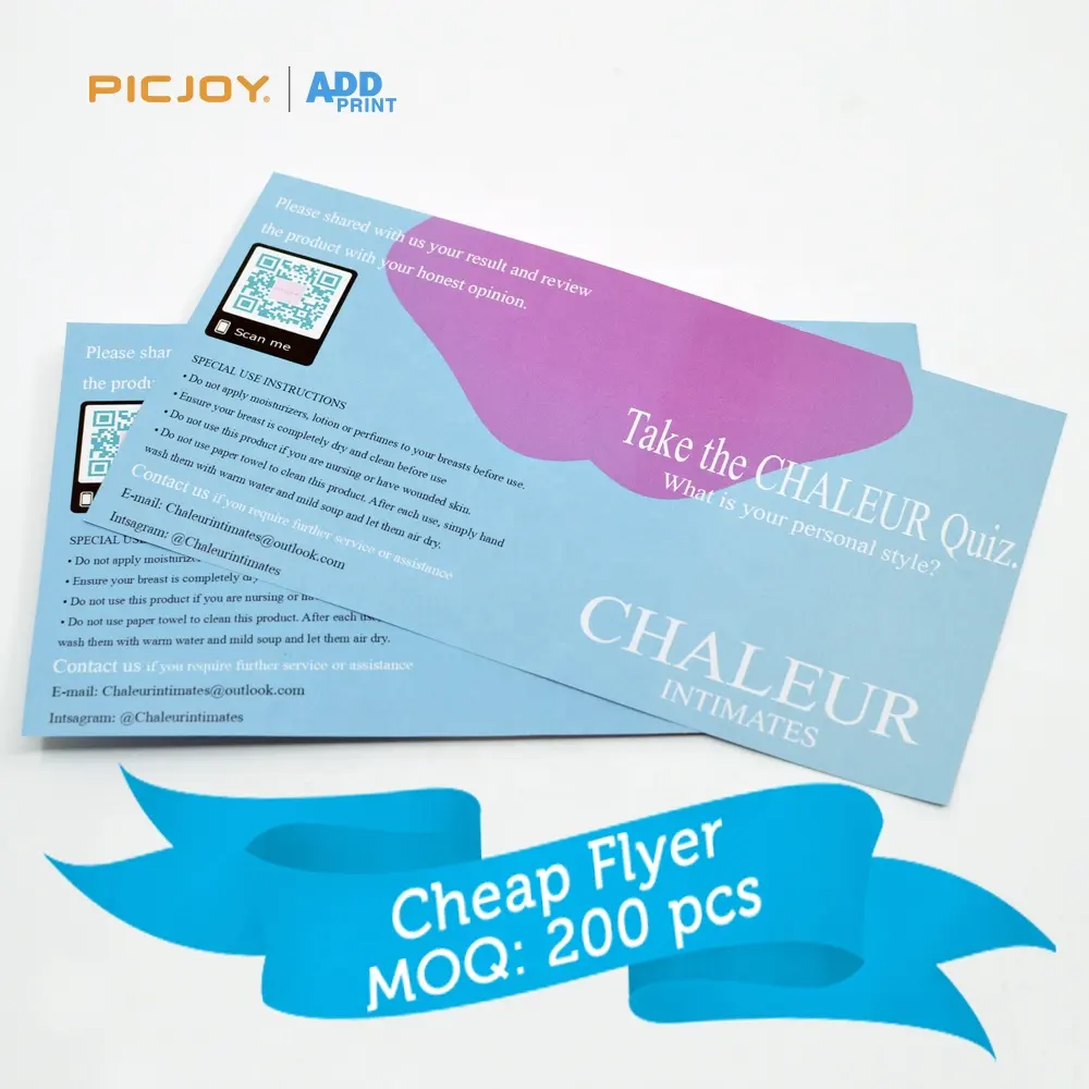 Cheap customized size FAQ and instructions flyers printing in light coated paper